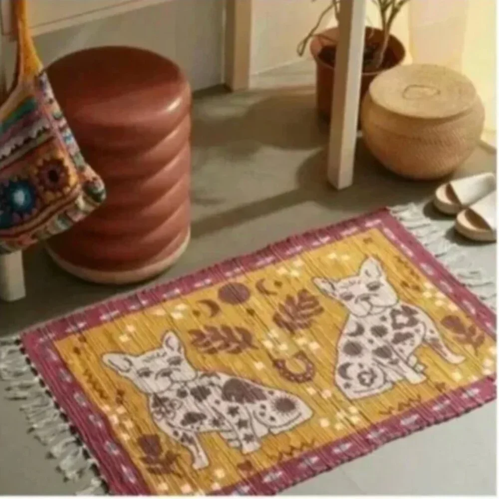 ⭐️ Tattooed Frenchie Dog Puppy Boho Peasant Hipster Hippie Deco Printed Mat Rug